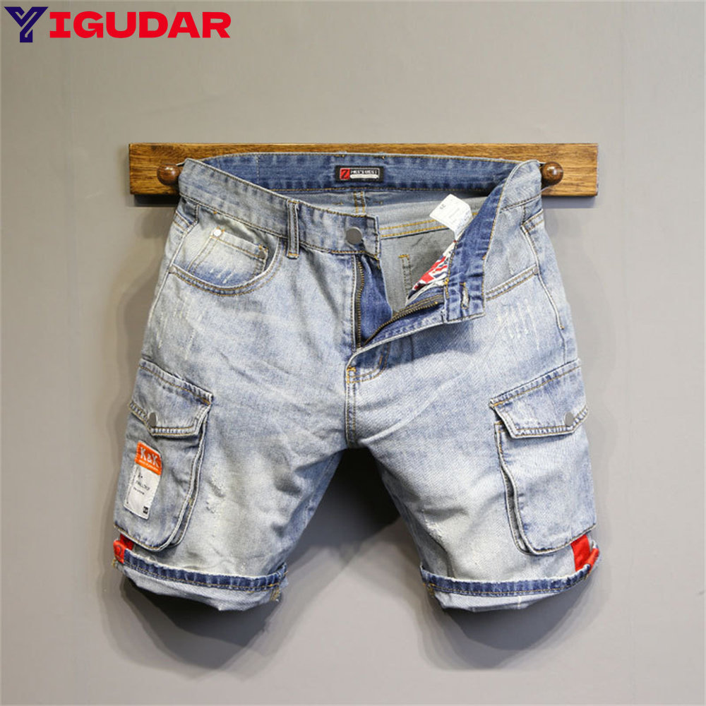 ファッションブランド メンズジーンズショートパンツ ホール  - Streetwear Brand Denim のレビューと価格