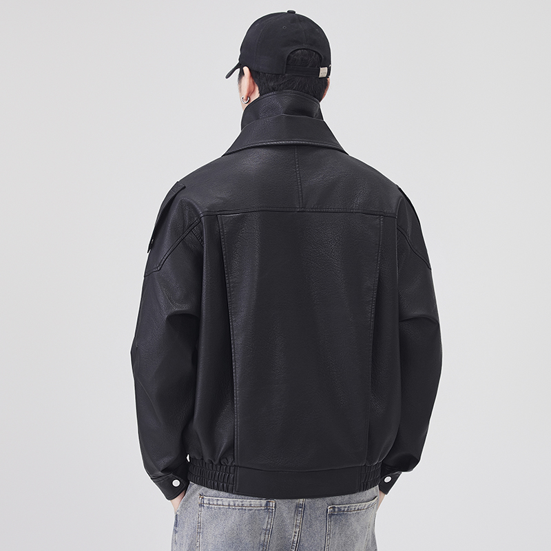 秋冬レザージャケット男性ストリートファッションルーズカジュア - Streetwear Brand Clothing のレビューと価格